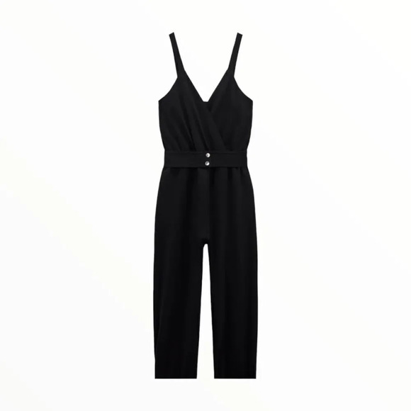 ZARA | Black | STRAP HEM JUMPSUIT - Picture 2 of 16